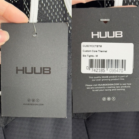 New Huub Core Thermal Cycling Bib Tights Leggings Black Mens Size Medium Padded - Picture 16 of 16
